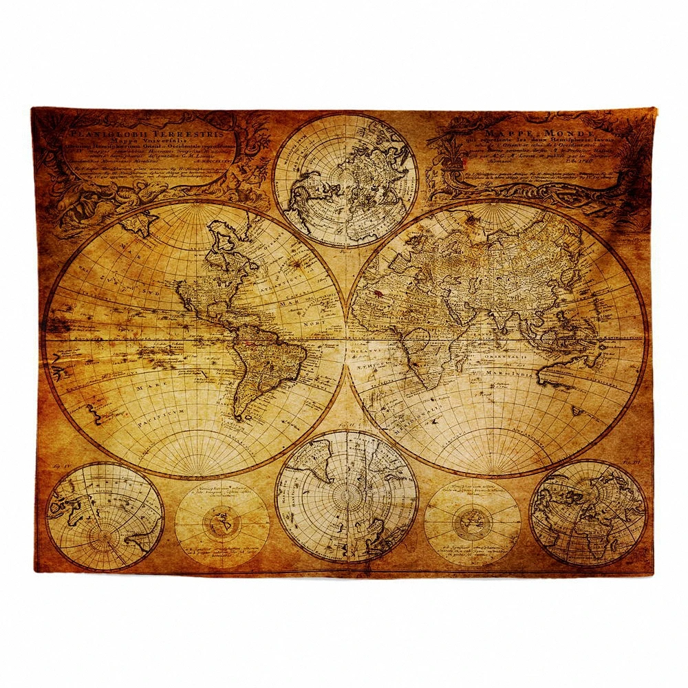 

Shabby Chic World Map, Nautical Maps, Travel maps, Ocean Maps Poster Wall Art Nostalgic Vintage Tapestry Decorative Banner Flag