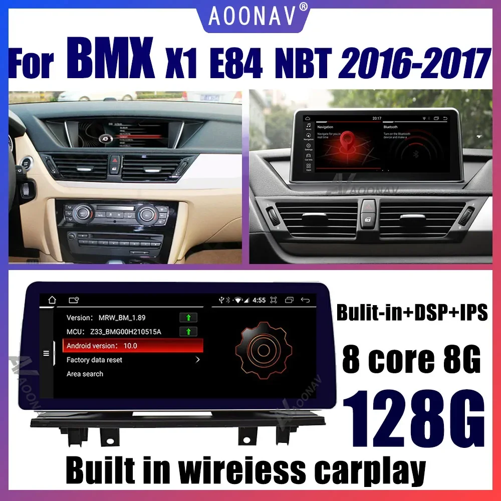 

Автомагнитола на Android 10 с GPS-навигацией для BMW X1, E84, E48, F48, 2016-1017, мультимедийный проигрыватель с системой NBT, автомобильная стерео аудиосистема, головное устройство