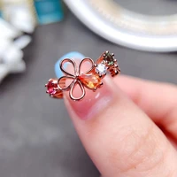 meibapj natural tourmaline colorful stone fashion flower ring for women real 925 sterling silver fine wedding jewelry