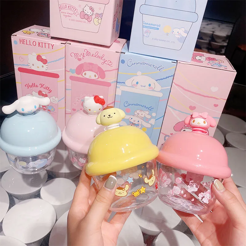 

250ML Sanrioed My Melody Cinnamoroll Hello Kitty Pom Pom Purin Water cup Milk cup Yogurt cup Anti drop cup with cover