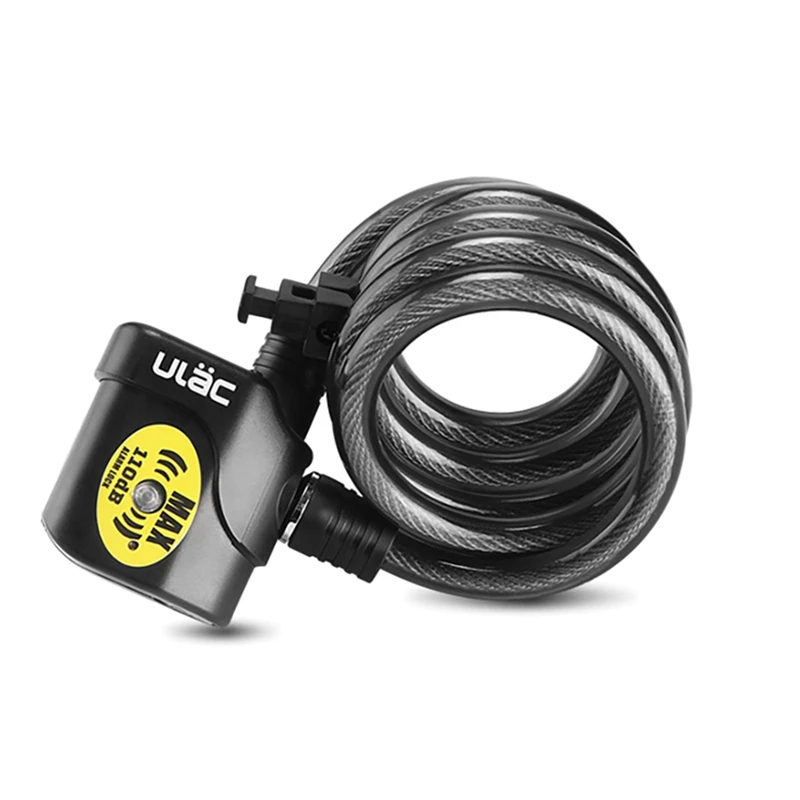 ULAC Bike Lock Bicycle Electronic Alarm Cycling 110Db Loud Cable Anti-Theft Locks Road Safe Wire