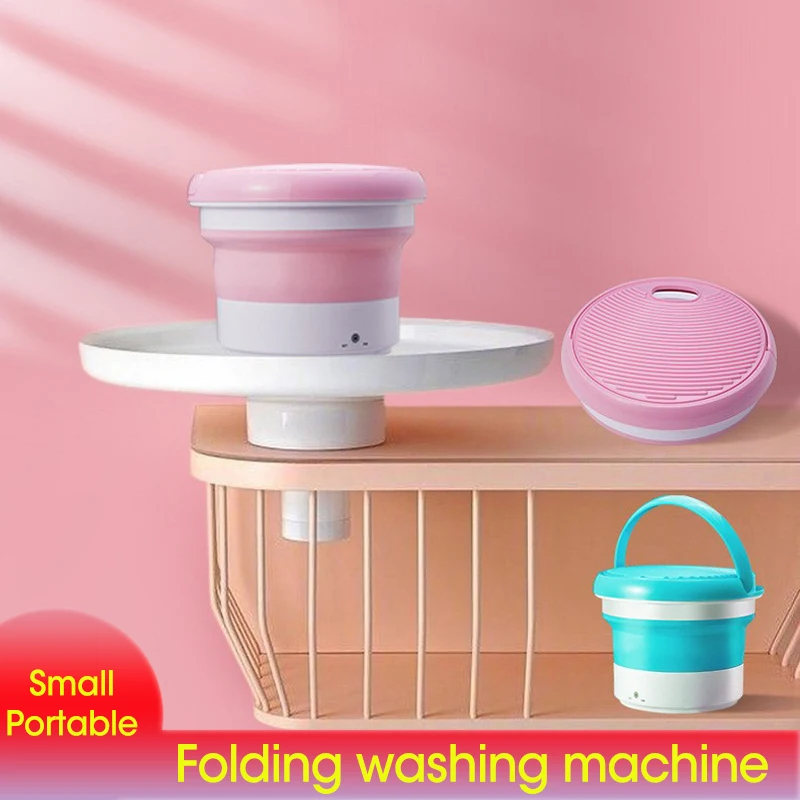 7L Mini Folding Clothes Washing Machine Bucket 2 in 1 Portable Automatic Home Travel Self-driving Tour Underwear Foldable Washer