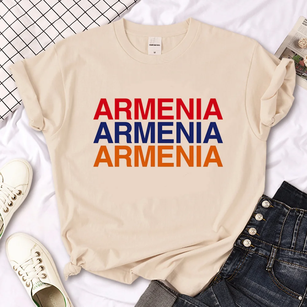 

Armenia t-shirts women comic funny designer t shirt girl 2000s streetwear manga clothing