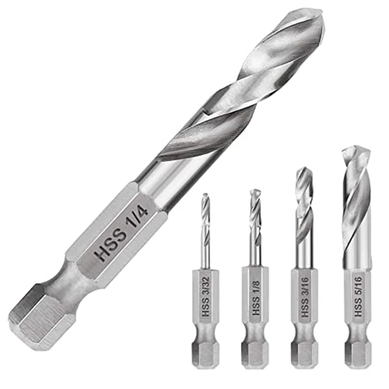 

5PCS 1/4 Hex Shank Drill Bit Set Stubby Drill Bit Set For Metal M2 Short Length Drill Bit Steel For Quick Change Chuck