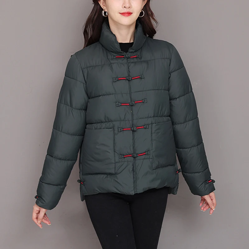 Winter Coat 2022 Fashion Parkas Women Stand Collar Hooded Jacket Warm Thicken Outerwear Female Casual Basic Jackets