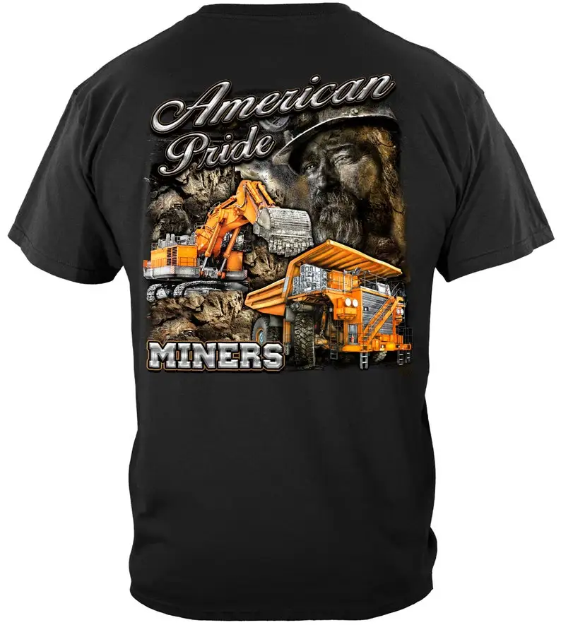 

American Pride Miners Oversized T-Shirt For Men Clothes Short Sleeve Streetwear Plus Size Tops Tee