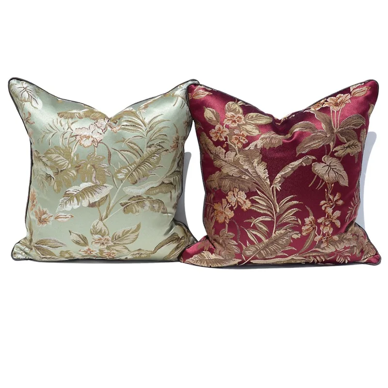 Красные зеленые подушки роскошный жаккардовый чехол для в стиле кантри