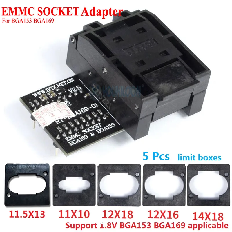 Оригинальный адаптер разъема EMMC RT-BGA169-01 BGA169/BGA153 V2.3 v2.5 с 4 шт. перемещением BGA для