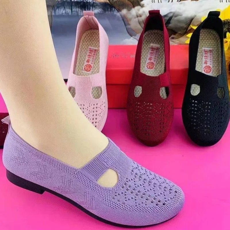 

Cloth Shoes Women's Summer New Flat-bottomed Non-slip Soft Bottom Middle-aged And Elderly Mother's Shoes Western Style Fashion