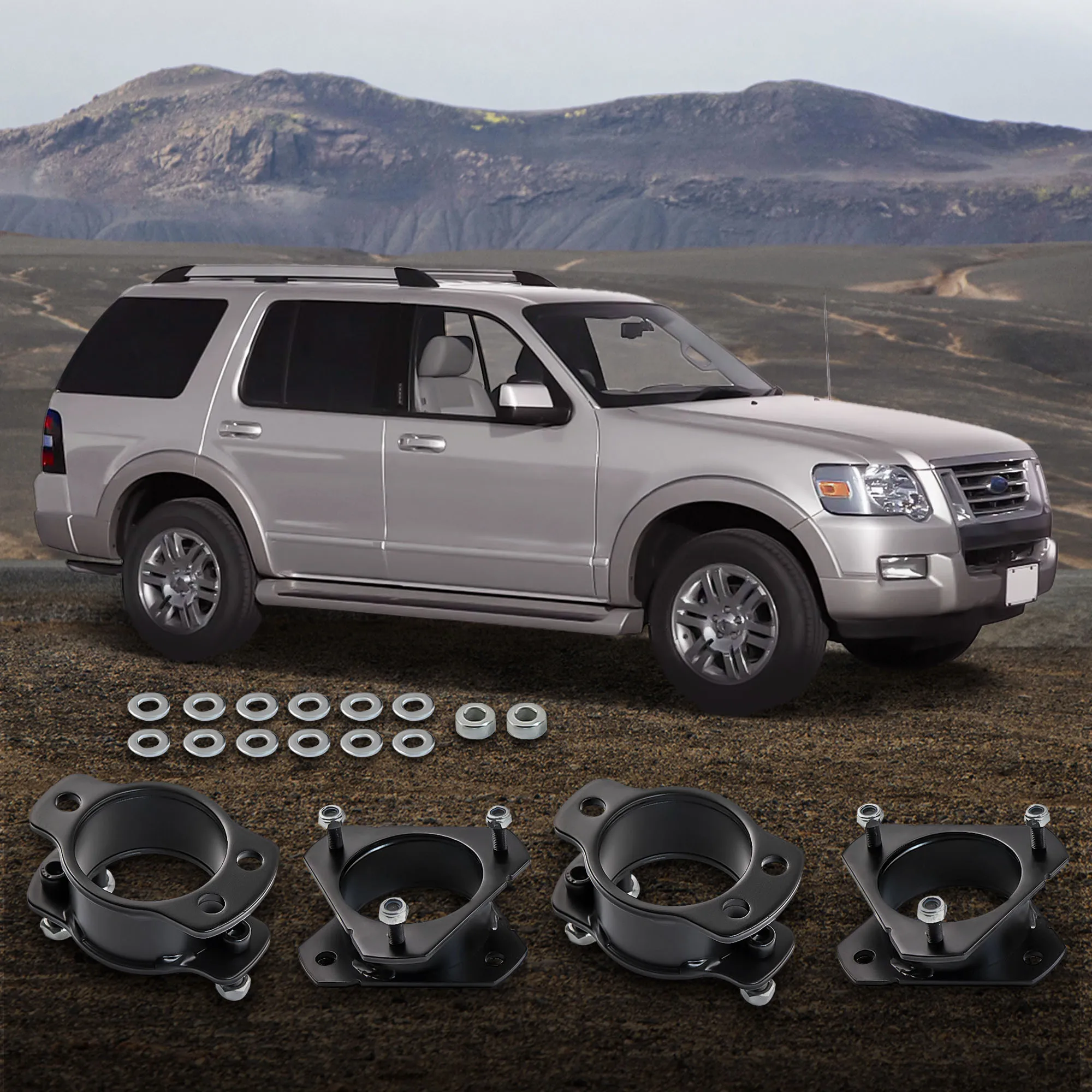 

3" Front 2" Rear Lift Level Kit Fit Ford Explorer 4X2 4X4 2006-10 Steel Carbon Steel Strut Spacers+ 2 Rear Spring Spacers