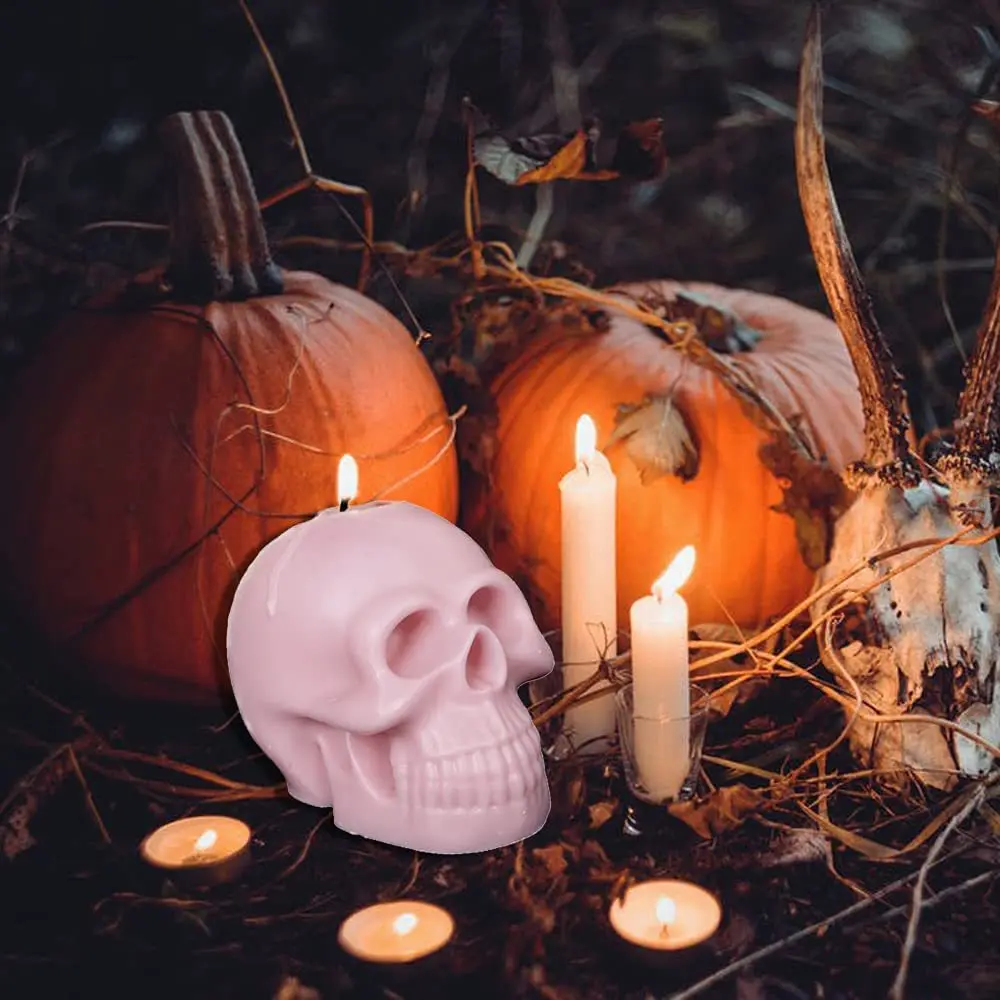 

New Mirror Skull Candle Epoxy Silicone Mold for DIY Handmade Aromatherapy Candle Ornaments Handicrafts Pastry cake Decorating