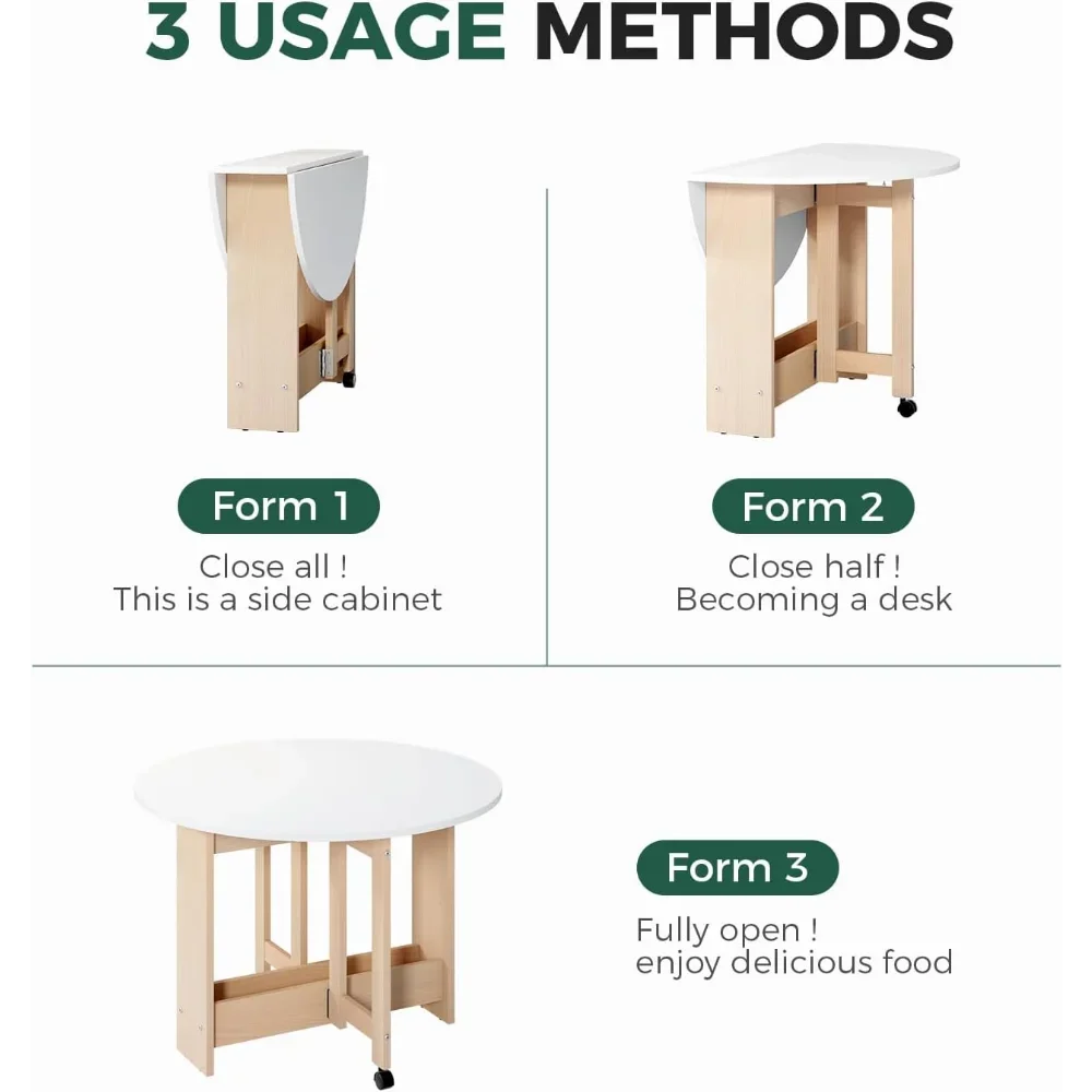 Складной круглый обеденный стол с откидными листами