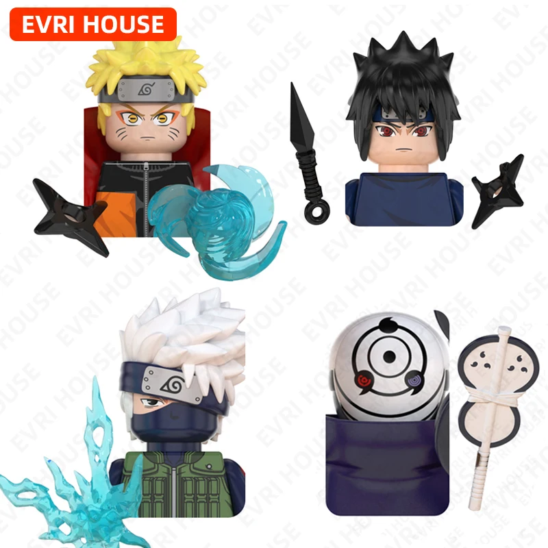 Мини фигурки героев аниме Наруто конструктор Sasuke Kakashi Obito Pein Sasori Hidan Kakuzu игрушки