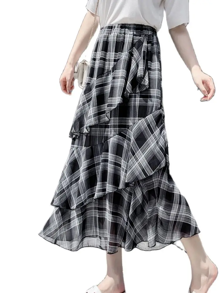 

Hundreds of skirts 2022 spring and summer new high waist slim irregular fish tail skirt cake long skirt fashion women's clothing