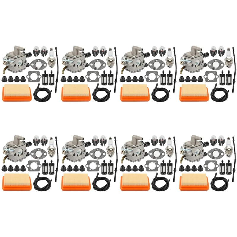 

8X Carburetor Air Filter Kit For Stihl FS120 FS200 FS250 FS300 FS350 FR350 FR450 Replace 4134 120 0653 4134 120 0603