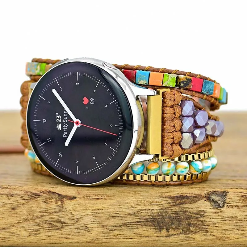 

Ремешок 20 мм 22 мм для Samsung Galaxy watch 4/classic 46 мм 40 мм Active 2 Gear S3, браслет «сделай сам» из натурального камня для Huawei GT/2/3/Pro