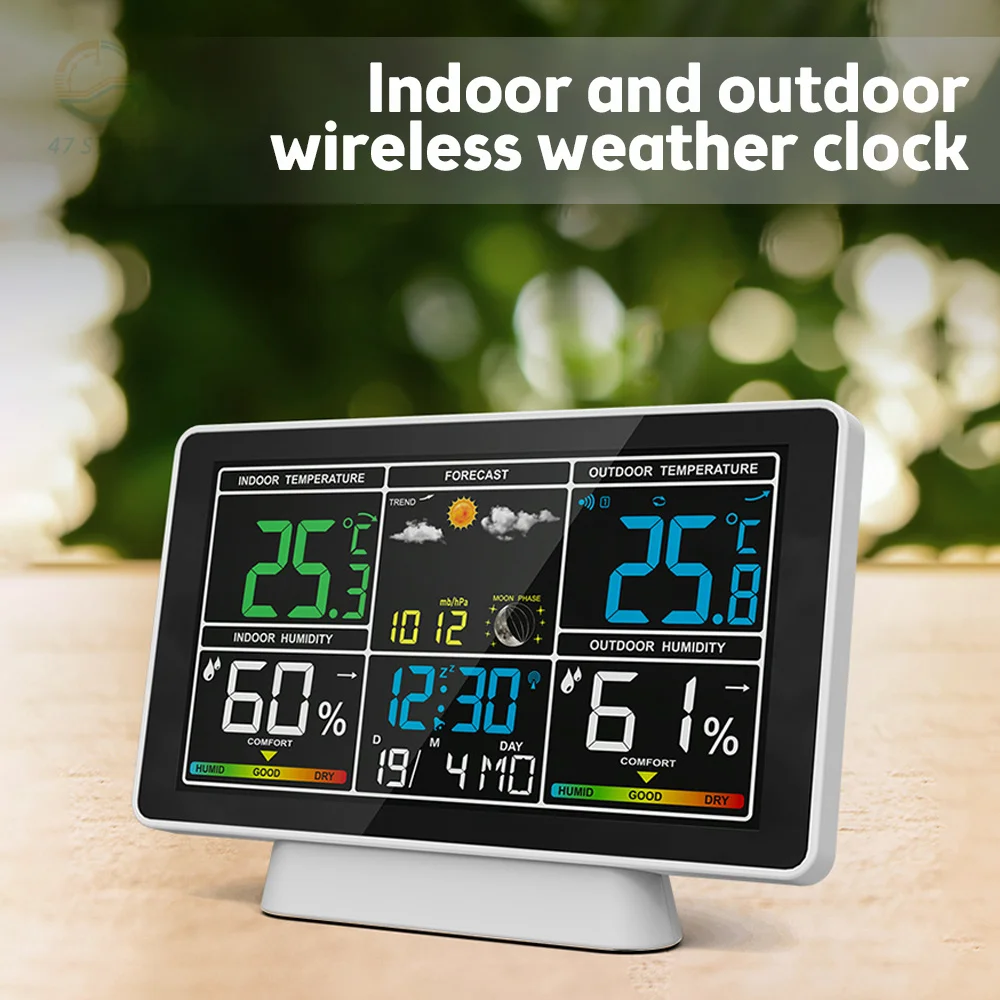 

Digital Temperature Weather Station Clocks Wireless Indoor Outdoor Thermometer with Temperature Humidity Weather Forecast Clock