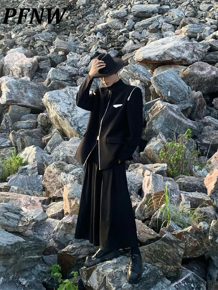 

PFNW нишевая Тяжелая промышленная застежка-молния дизайнерская мужская Осенняя модная трендовая Наплечная накладка пальто Улучшенный 12A5560