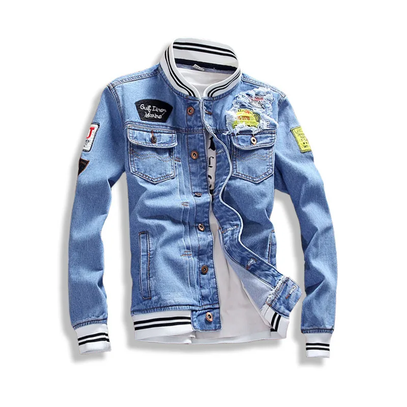 

Men Denim Jacket Autumn Fashion Cool Trendy Jean Jackets male Casual Coat Outwear Stand Collar Motorcycle Pilot Cowboy Jackets