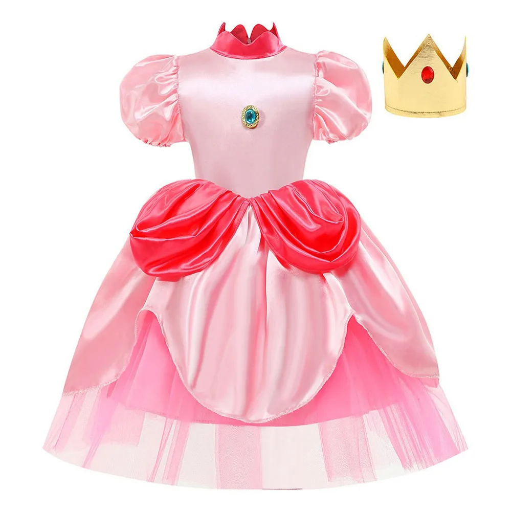 ملابس تنكرية للأطفال على شكل أميرة كوس خوخ ملابس تنكرية وردية اللون ملابس على شكل عصابة رأس ملابس تناسب حفلات الهالوين