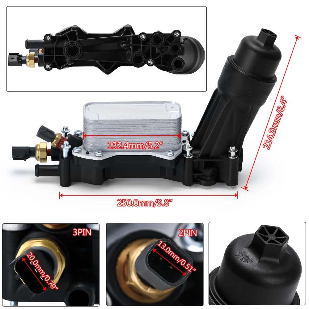 Алюминиевый масляный радиатор двигателя и комплект адаптеров корпуса фильтра с