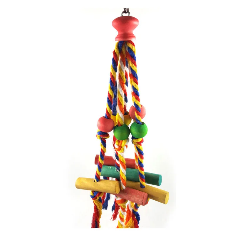 

Parrot Toy Bird Toy Cotton Rope Colorful Beads Wood Block Chewing String To Relieve Boredom and Ease Biting Hair Bird Toy