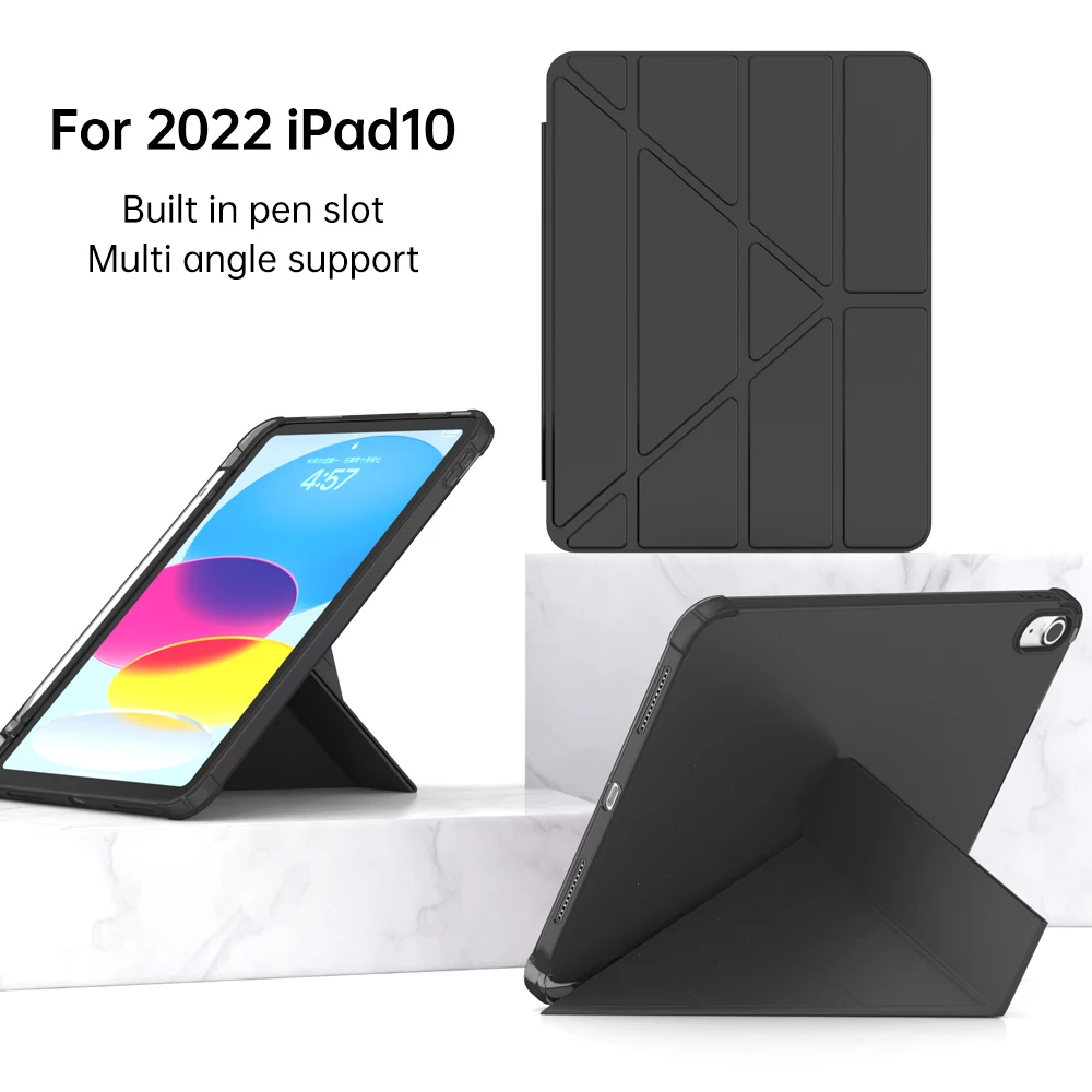 

Case For iPad Pro 11 2021 Air 5 4 2020 10th Generation 10.9 inch 2022 With Pencil Holder Pu Leather Smart Cover Soft Back Case