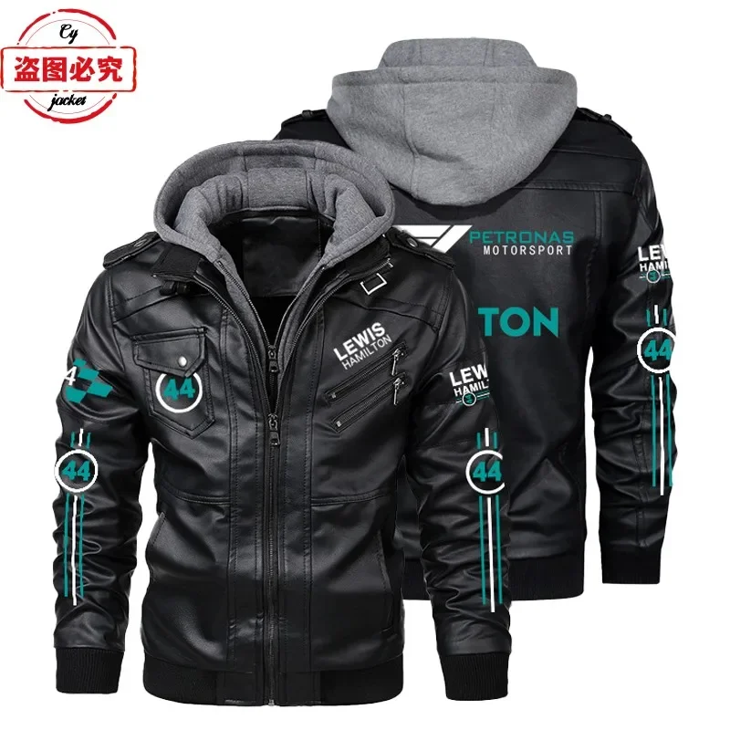 F1 водитель Льюис Хэмилтон номер 44 логотип куртка из искусственной кожи мужская с