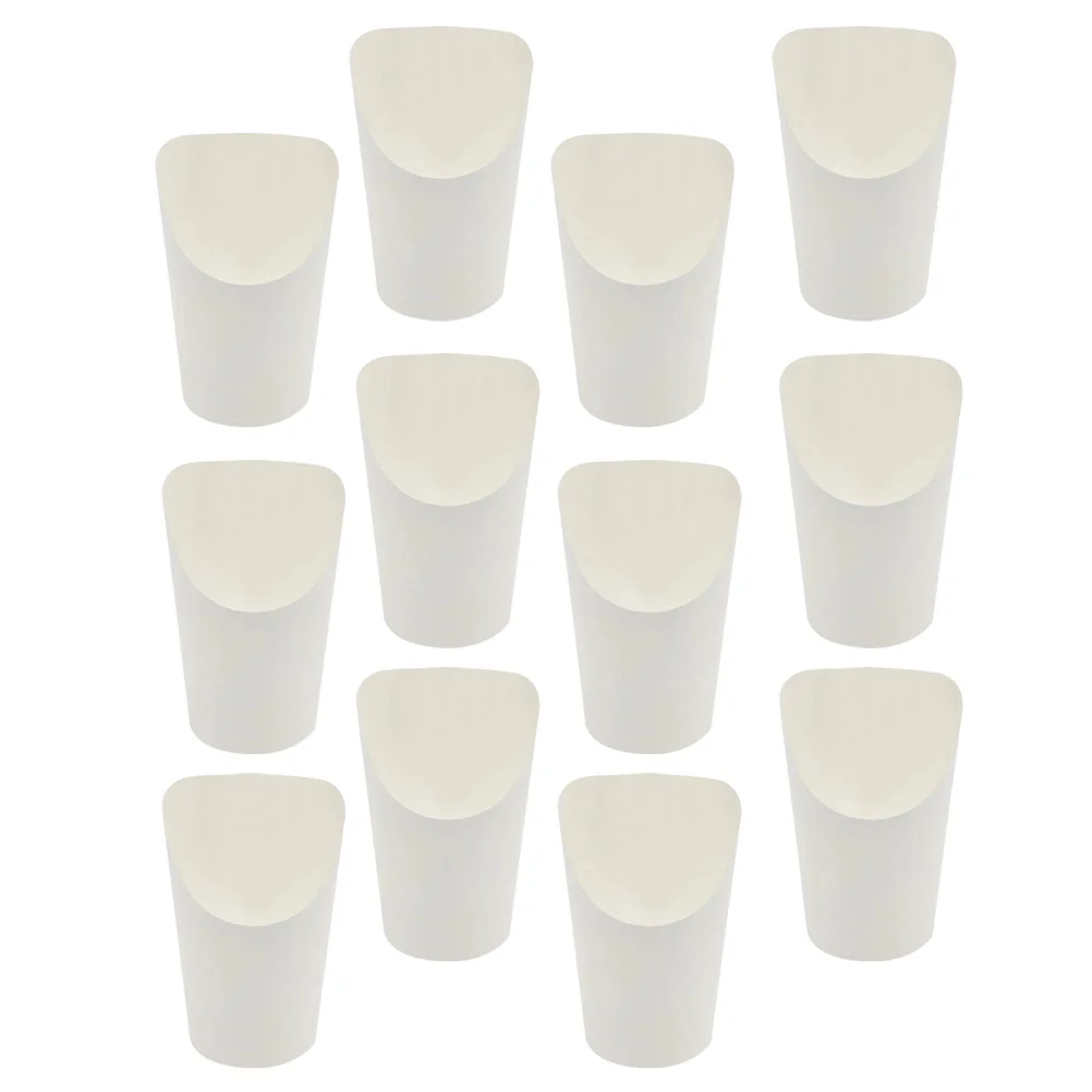 

50 Pcs Chip Cup Portable Paper Mug Oblique French Fries Food Containers Disposable Takeaway Cups Kraft