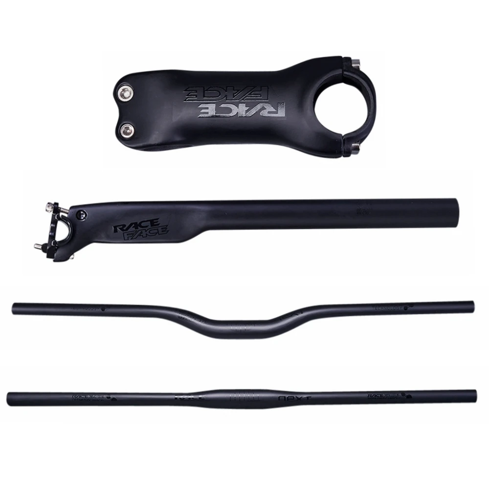 

Race Face Next Black Matte Carbon Fibre Bicycle MTB Handlebar Sets Bike Mountain Horizontal / One-shaped Handlebar SeatPost Stem