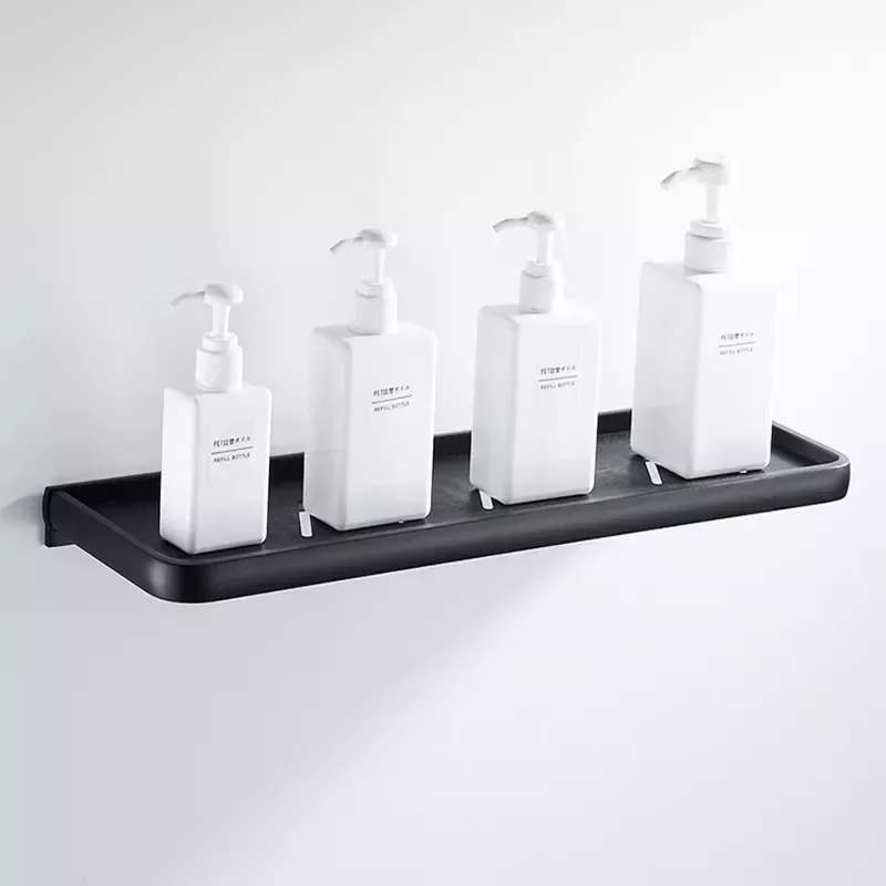 

Nail Free high quality Dresser black bathroom pendant single layer pallet racks minimalist Bathroom Shelves