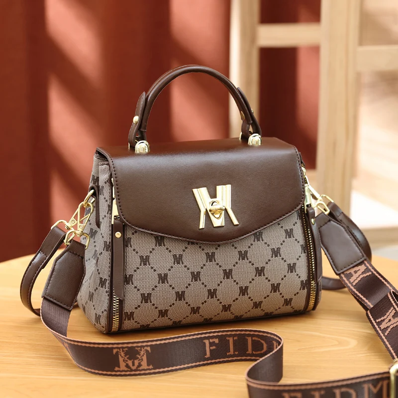 Letter Graphic Flap Handbag, Buckle Decor Top Handle Purse For Women, Fashion Zipper Shoulder Bag