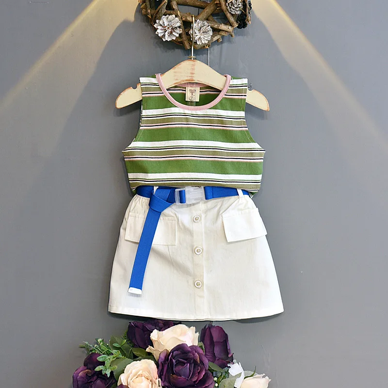 

Toddler Clothing Stripes Fashion Girls Outfit Vestskirt Gooporson Set 2 Little Clothes Pcs Children Kids Cute Summer Korean