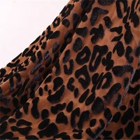 150cm width leopard print velvet burnt out fabric stretch fabric brocade flocked african lace fabric for diy sewing clothing