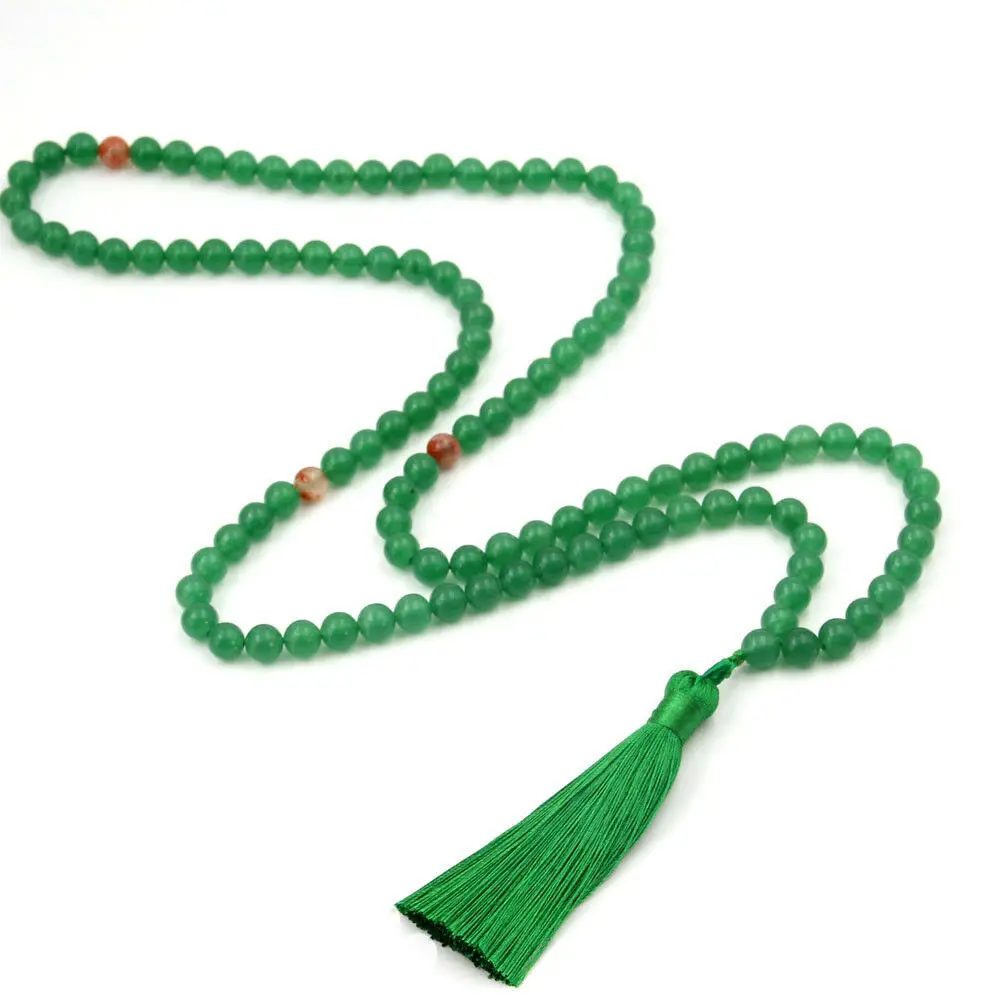 

Multilayer 108 Green Jade Stone 6mm Tassel Bracelet Necklace Tibetan Buddhist Mala Buddha Charm Rosary Yoga Men Woman Jewelry