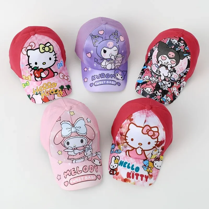 

Sanrio Children's Baseball Hat Anime Character Hello Kitty Kuromi Boys Girls' Anime Cartoon Duck Tongue Hat Cute Sunshade Hat