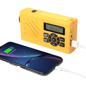 emergency crank radio hand crank radio self powered radio with 2000mah power bank cell phone charger usb rechargeable emergency free global shipping
