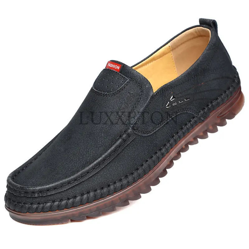 

2023 Men's Casual Flat Shoes Outdoor Soft Soled Travel Sneakers Leather Men Business Non Slip Breathable Shoes Men