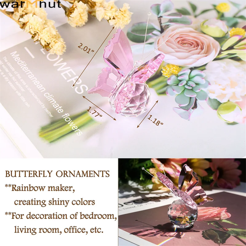 Фигурки хрустальных летающих бабочек WarmHut с прозрачным стеклянным хрустальным