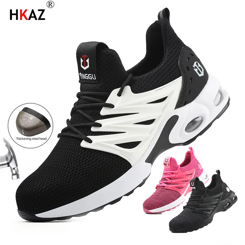 

Women Men Boots Breathable Air Mesh Safety Shoes Work Sneakers Male Wear Resistant Cushion Shoes Work Boots Indestructible T601