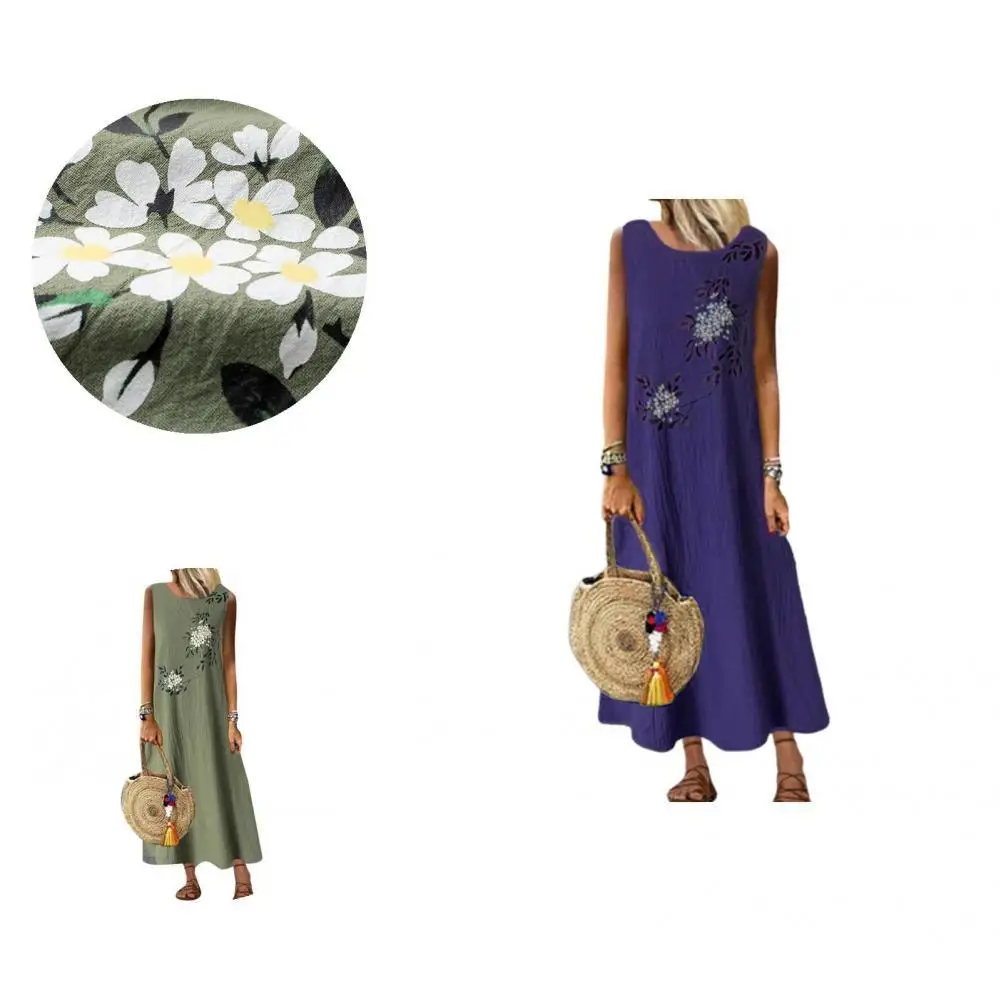 

Popular Holiday Dress Sleeveless Summer Maxi Dress Elegant Printed Dress