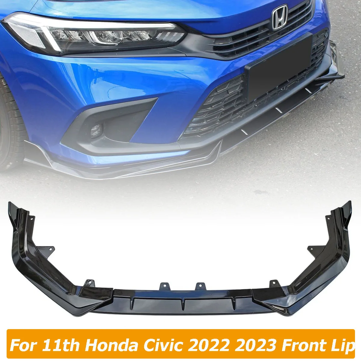 

Front Bumper Lip For Honda Civic 2022 2023 11th 4DR Sedan Spoiler Side Splitter Body Kit Protector Guard Car Accessories Black
