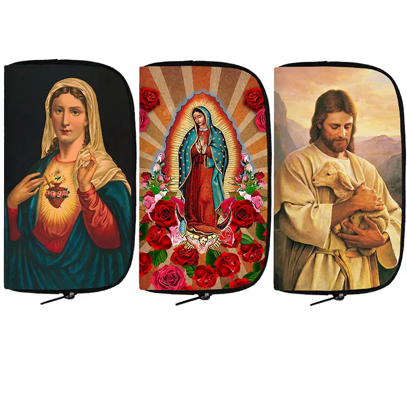 

Our Lady of Guadalupe Icon Printing Wallet Women Mary Religion Purses Credit Card Earphone Phone Money Bag Holder Long Coin Bags