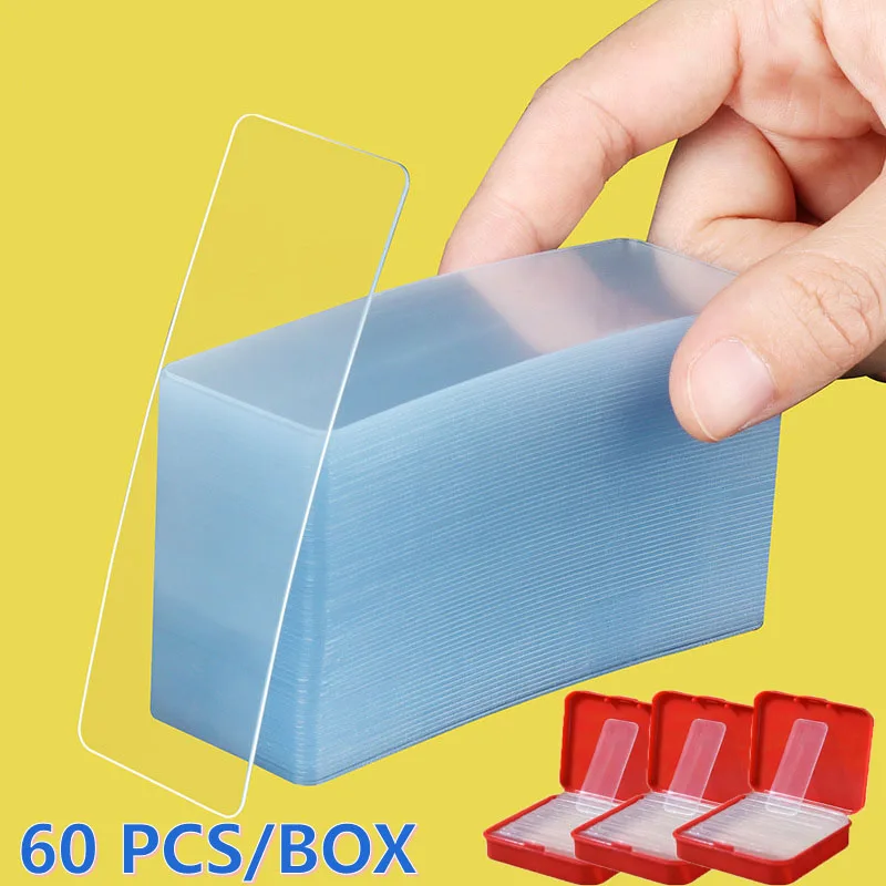 

60 Pcs/Box Double Sided Tape Self Adhesive Nano Pvc Tape Reusable Waterproof Transparent Wall Stickers Strong Home Tape