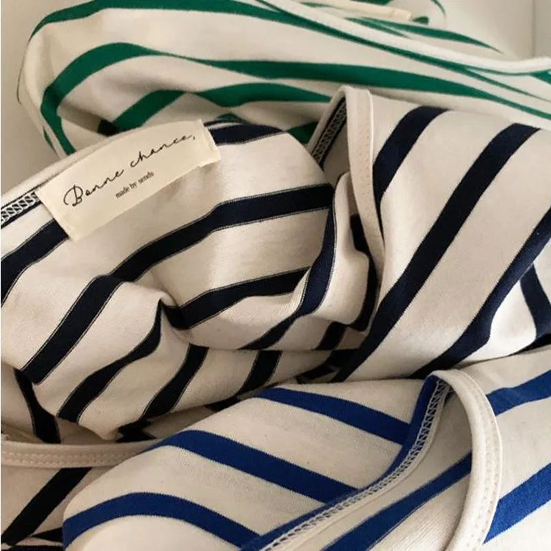 2023 Ins Hot Sale Summer Pajamas Dress for Young Women Ladies Striped Printed Long Home Dresses Korea Fashion Casual Loungewear