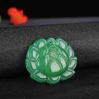 chinese natural jade chalcedony hand carved lotus jade pendant fashion jewelry ladies agate flower rich necklace sweater chain
