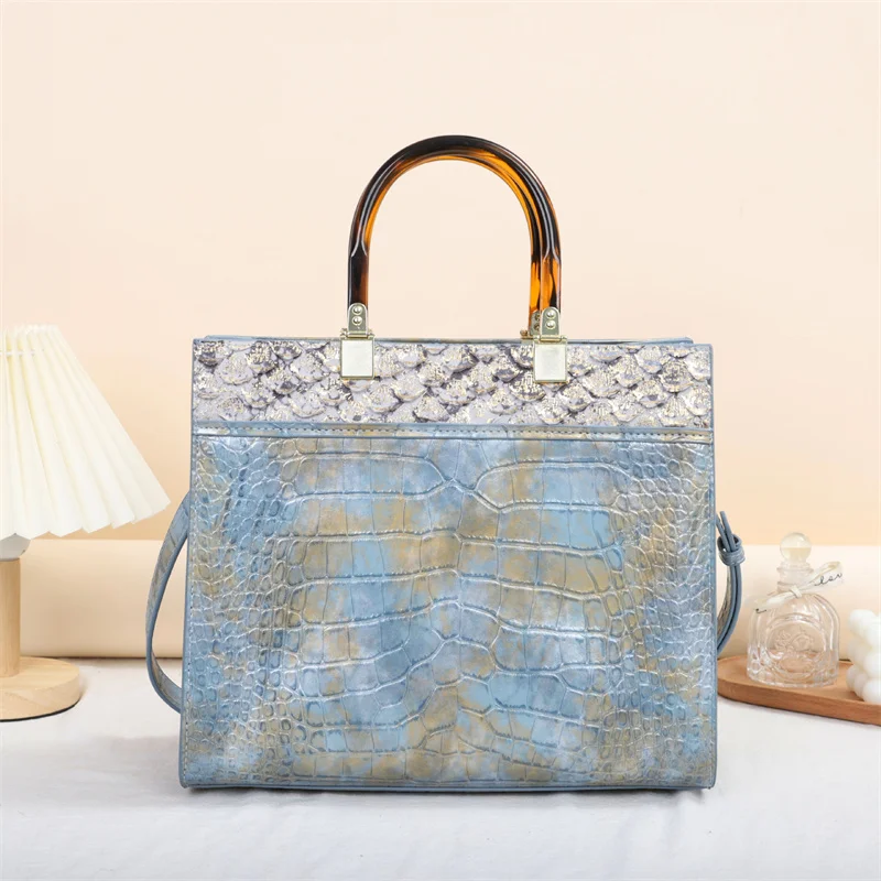 Женская кожаная сумка с крокодиловым узором тоут из высококачественной кожи