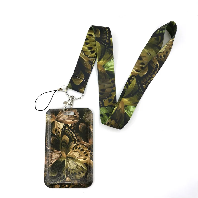 

Vintage Butterfly Creative Lanyard Card Holder Student Hanging Neck Phone Lanyard Badge Subway Access Card Holder Accessories