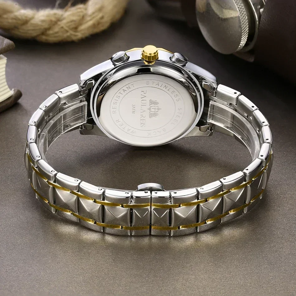 Светящийся хронограф золотой синий зеленый кварцевый Повседневный