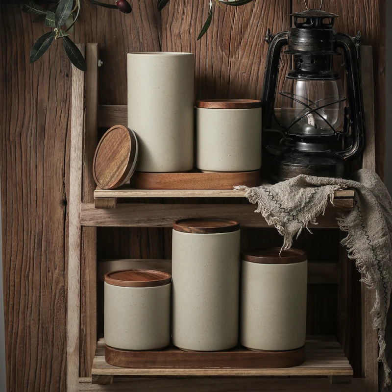

White Ceramic Storage Jar Tea Sugar Coffee Flour Designer Food Storage Container Seasoning Saklama Kab Household Items GTJ50